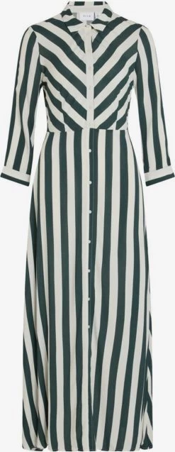 Vila Maxi Jurken Jurk Dames Donkergroen / Wit