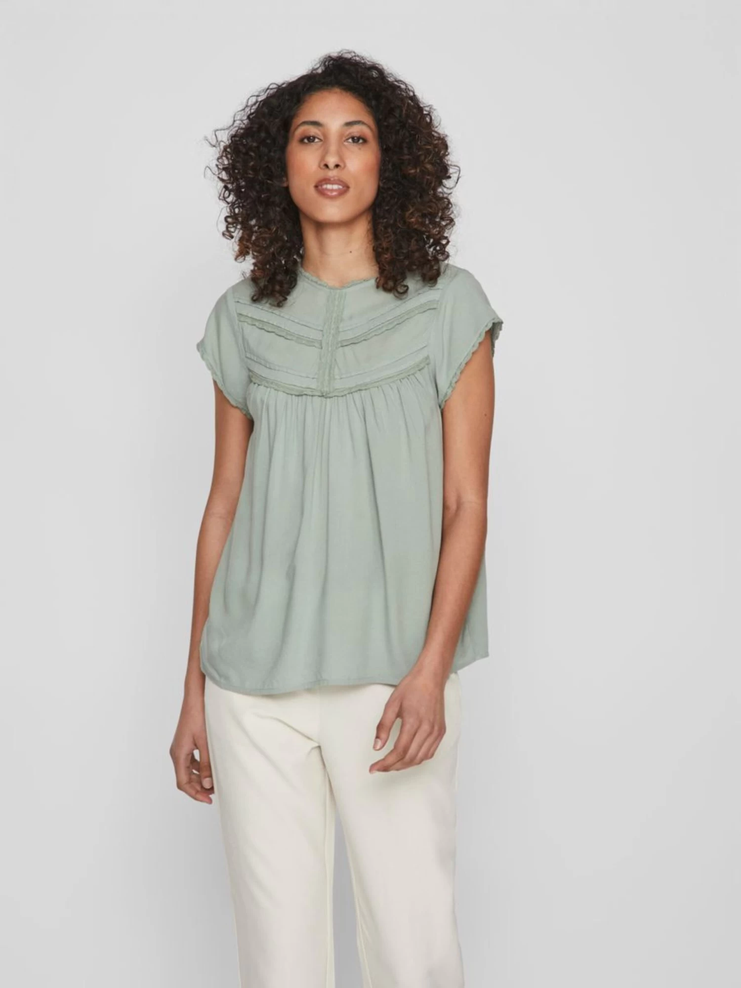 Vila Kanten Blouses Blouse Dames Groen 5 Vila Kanten Blouses Blouse Dames Groen - Afbeelding 3