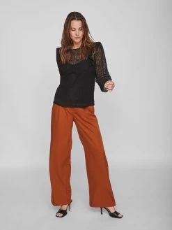 Vila Kanten Blouses Blouse Nesa Dames Zwart -Vila 8358ade2b28c8d7db30b6da3733fcd53