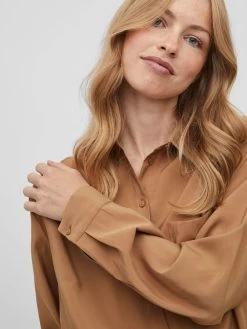Vila Overhemden Blouse Julima Dames Lichtbruin -Vila 8481ec56809e12329fc7ff5d9b484e0c