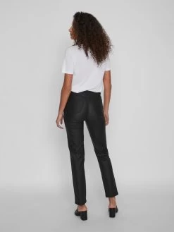 Vila Leren Broeken Regular Broek Commit Dames Zwart -Vila 84fc4084ff138e5c3d2e21d75faefc3e