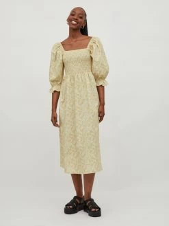 Vila Mini Jurken Jurk Colmena Dames Pasteelgeel -Vila 857eec74c7ad9ab5c5876e6fbf239f0c