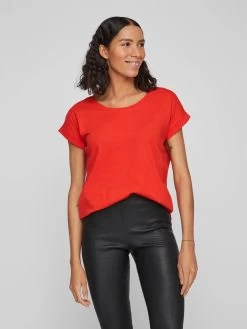 Vila T-shirts Shirt DREAMERS Dames Vuurrood -Vila 8584ad035b262a395d1ac24cd6cdb3e5
