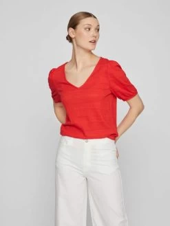 Vila T-shirts Shirt Dames Rood -Vila 866b1f5bf4f0da75d0b49a547cbb558f