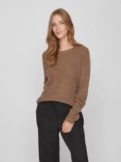 Vila Basic Truien Trui Lou Dames Bruin -Vila 8678b5e07318ca12eb6d3bf4e70a58b8