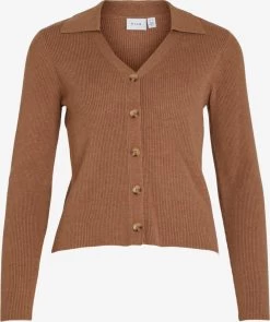Vila Vesten Gebreid Vest Comfy Dames Mokka