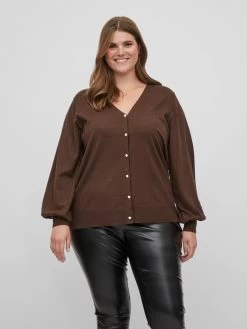 Vesten Gebreid Vest Dames Mokka -Vila 8a236aca4ff5610573b487cb15bea7bd