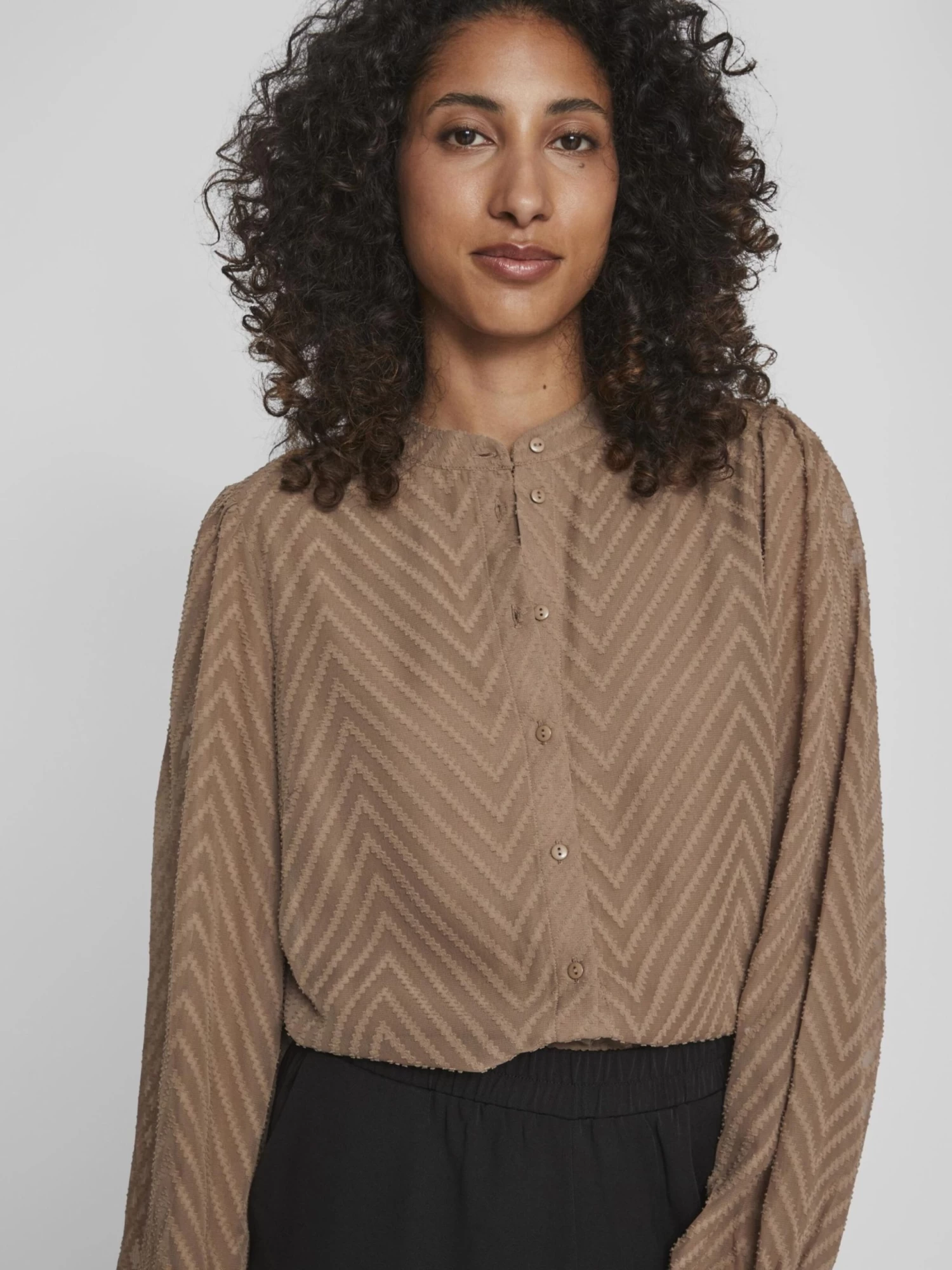 Vila Overhemden Blouse Dames Bruin 8 Vila Overhemden Blouse Dames Bruin - Afbeelding 6