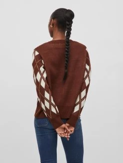 Vila Vesten Gebreid Vest Lina Dames Cognac / Donkerbruin -Vila 8bde8db55de6d0de0aee9e53bd534791