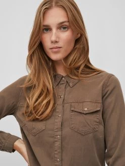 Vila Spijkerblouses Blouse BISTA Dames Olijfgroen -Vila 8c4f074adff9e782482eca8f8e0d3635