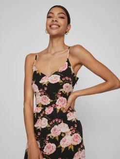 Vila Midi Jurken Jurk Tanja Dames Zwart -Vila 8e70a9027353a58231ef6e09a338aabd