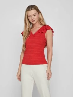 Vila Uitgaanstops Top Dames Rood -Vila 8ff8b4e5108077cd4d7600e6aa3e6e6c