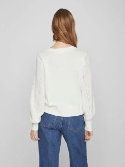 Vila Vesten Gebreid Vest Cattia Dames Wit Gemêleerd -Vila 9151ee4bf04319da4056219fefbd328e