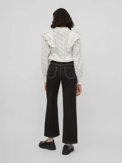 Vila Wide Leg Wide Leg Jeans Dames Zwart -Vila 930782013bc4d76fa6c9f0b4133dcd26