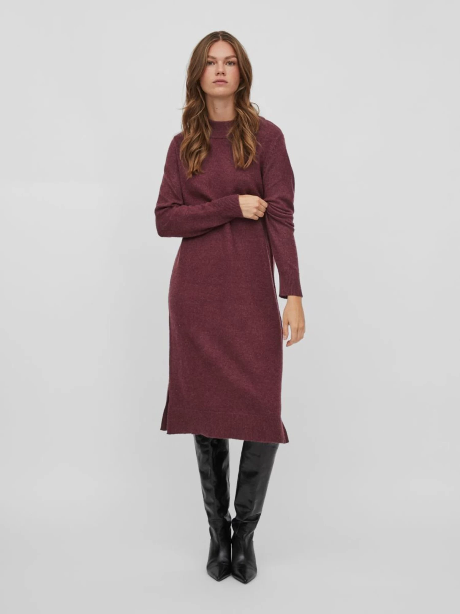 Vila Gebreide Jurken Gebreide Jurk Dames Bessen 5 Vila Gebreide Jurken Gebreide Jurk Dames Bessen - Afbeelding 3