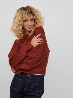 Vila Basic Truien Trui Apoline Dames Roestrood -Vila 937cc51d5d88288285ada6fd743fa304