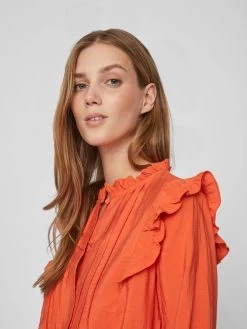 Vila Overhemden Blouse Dames Oranje -Vila 939a02d1ae6c25ac26467c8d1e313389