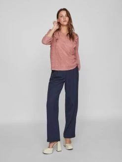 Vila Kanten Blouses Blouse Nesa Dames Oudroze -Vila 940508957ca630618c52d9bb806524fb