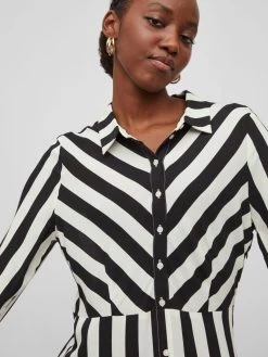 Vila Maxi Jurken Jurk Dames Zwart / Wit -Vila 94d05b6de5f74dac8225577106b6f07b