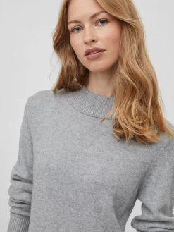 Vila Gebreide Jurken Gebreide Jurk Dames Grijs -Vila 9666781f218bc2fa2bf93c6789dd3bf1