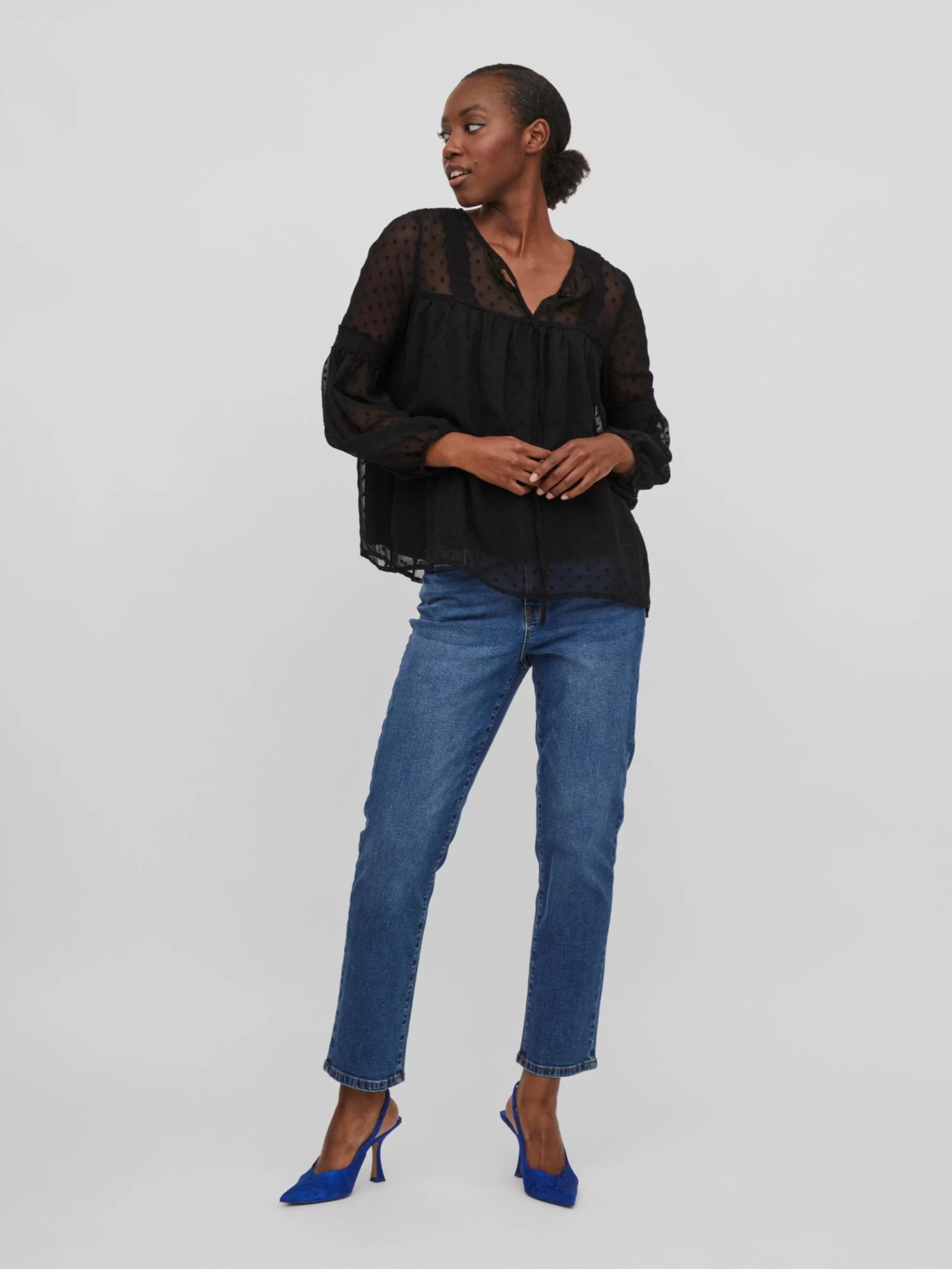 Vila Kanten Blouses Blouse Edee Dames Zwart 6 Vila Kanten Blouses Blouse Edee Dames Zwart - Afbeelding 4