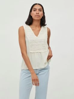 Vila Mouwloze Shirts Top Dames Ecru -Vila 998c1f2b8715d7342be2db4cf1e02aa2