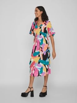 Vila Midi Jurken Jurk Baila Dames Gemengde Kleuren -Vila 9b4499150cb15d5fe8b6a30fcba2f0ee