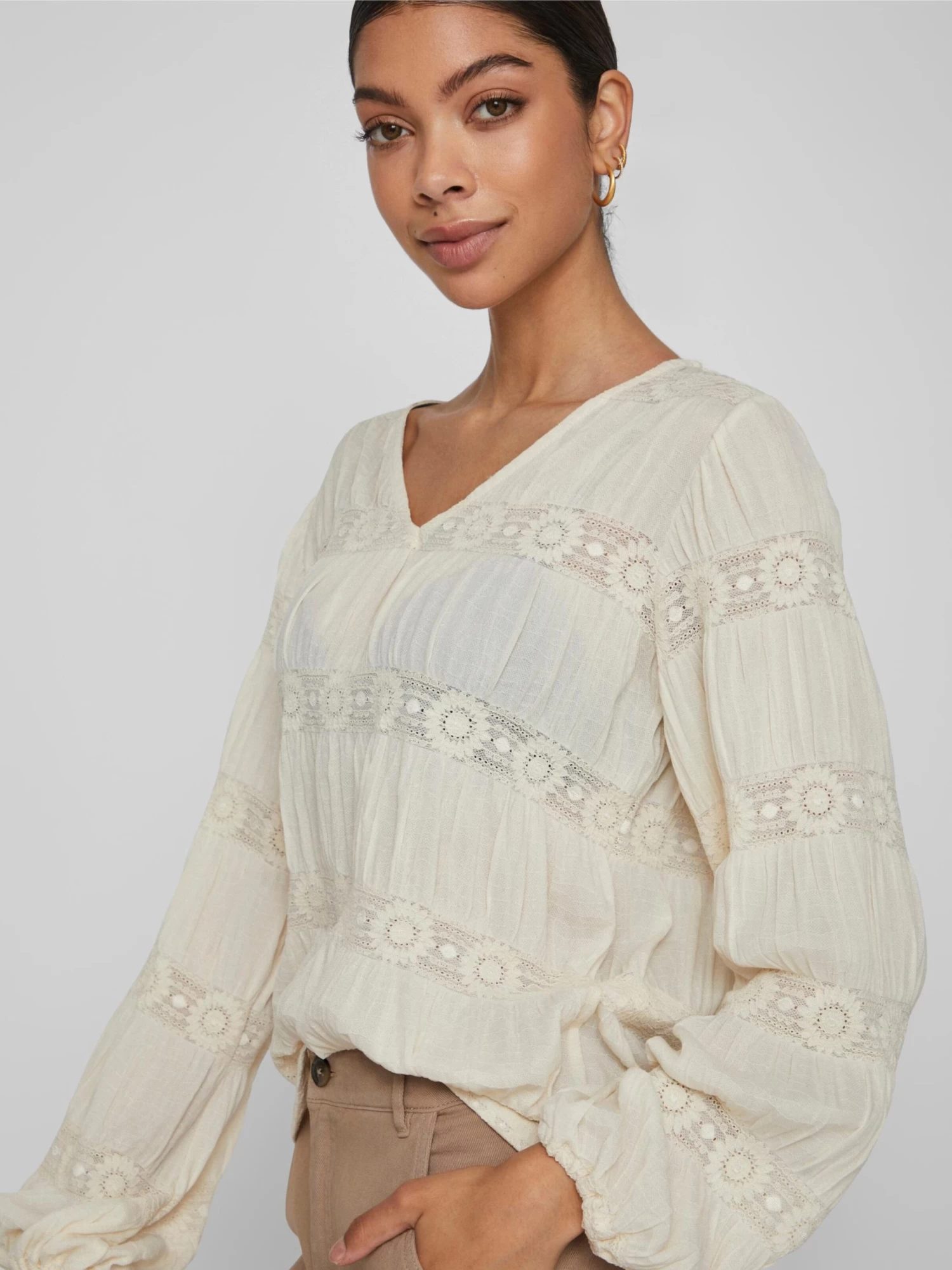 Vila Kanten Blouses Blouse Lea Dames Nude 8 Vila Kanten Blouses Blouse Lea Dames Nude - Afbeelding 6