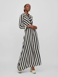 Vila Maxi Jurken Jurk Dames Zwart / Wit -Vila a0f609cb0d1274af5c9bb37c295b18af