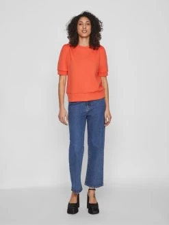 Vila Sweatshirts Sweatshirt Dames Oranje -Vila a30fb4a852e875524098da0f805133b6