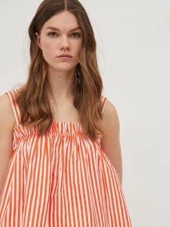 Vila Mouwloze Shirts Top FIKA Dames Mandarijn / Wit -Vila a536e81348417293b149dbc06473fb47