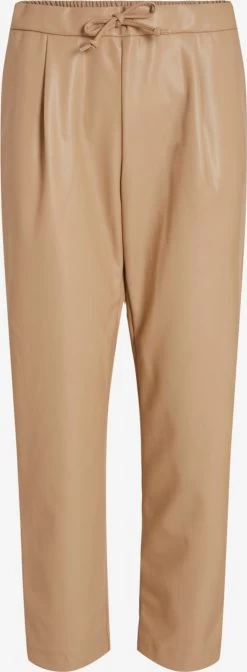 Vila Leren Broeken Regular Bandplooibroek Nille Dames Beige