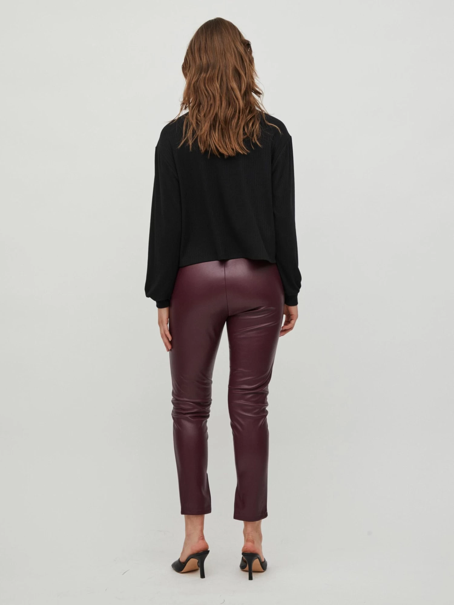 Vila Leren Broeken Skinny Broek Dagmar Dames Bordeaux 6 Vila Leren Broeken Skinny Broek Dagmar Dames Bordeaux - Afbeelding 4