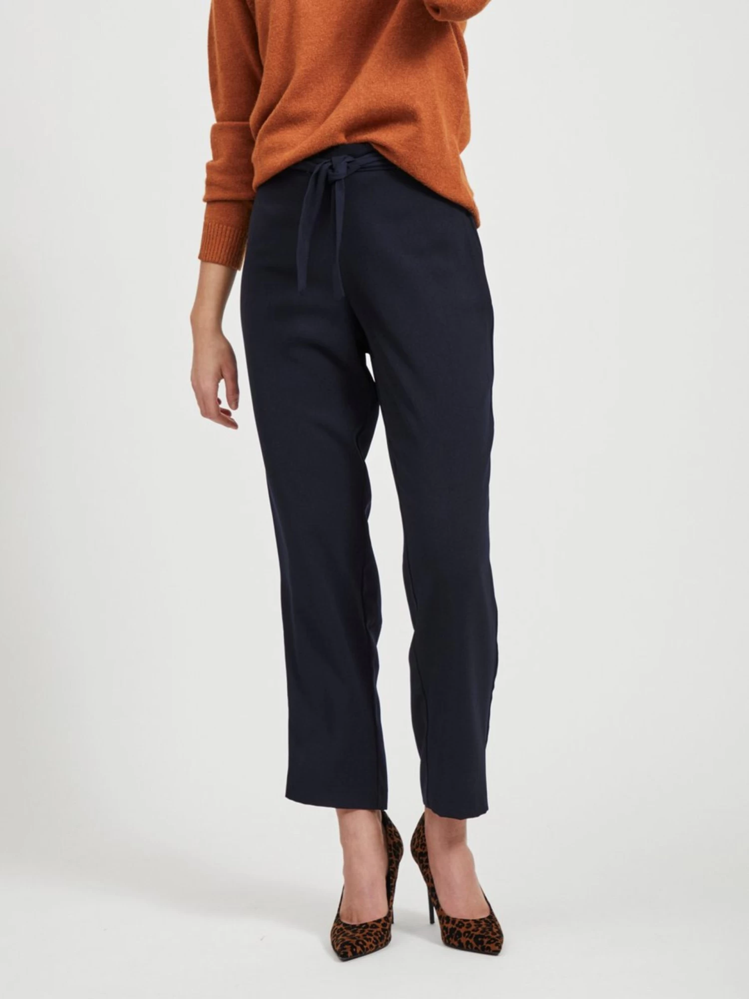 Vila Pantalons Regular Broek Dames Donkerblauw 5 Vila Pantalons Regular Broek Dames Donkerblauw - Afbeelding 3