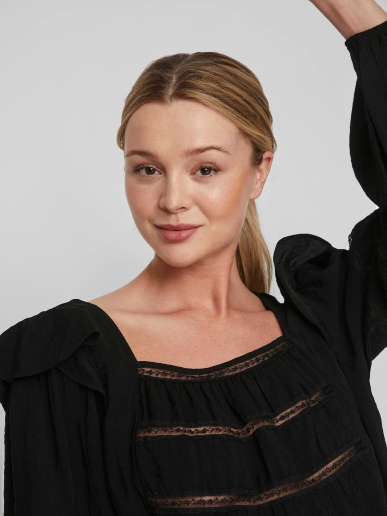 Vila Kanten Blouses Blouse Dames Zwart 9 Vila Kanten Blouses Blouse Dames Zwart - Afbeelding 7