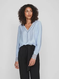 Vila Kanten Blouses Blouse Dames Blauw 12 Vila Kanten Blouses Blouse Dames Blauw -Vila abe6b1fea214da67bdc094411780750f