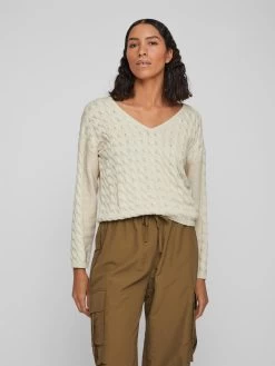 Vila Basic Truien Trui CHAO Dames Beige -Vila ac69f97aca8c09298595663612a1471d