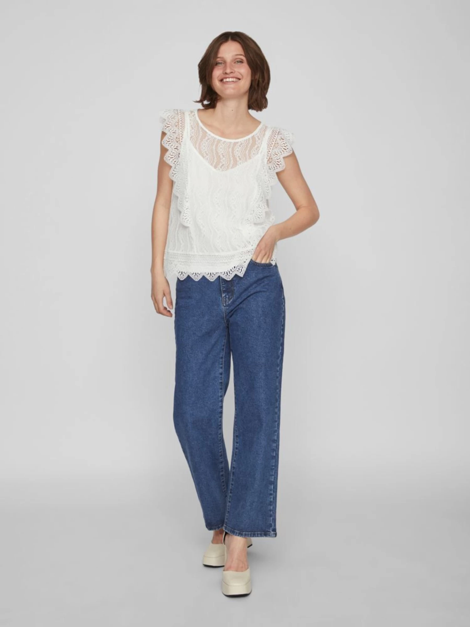 Vila Kanten Tops Top Dames Wit 7 Vila Kanten Tops Top Dames Wit - Afbeelding 5