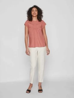 Vila Kanten Blouses Blouse Dames Pastelrood -Vila aed8bd379794487edd5a945c22353d4b