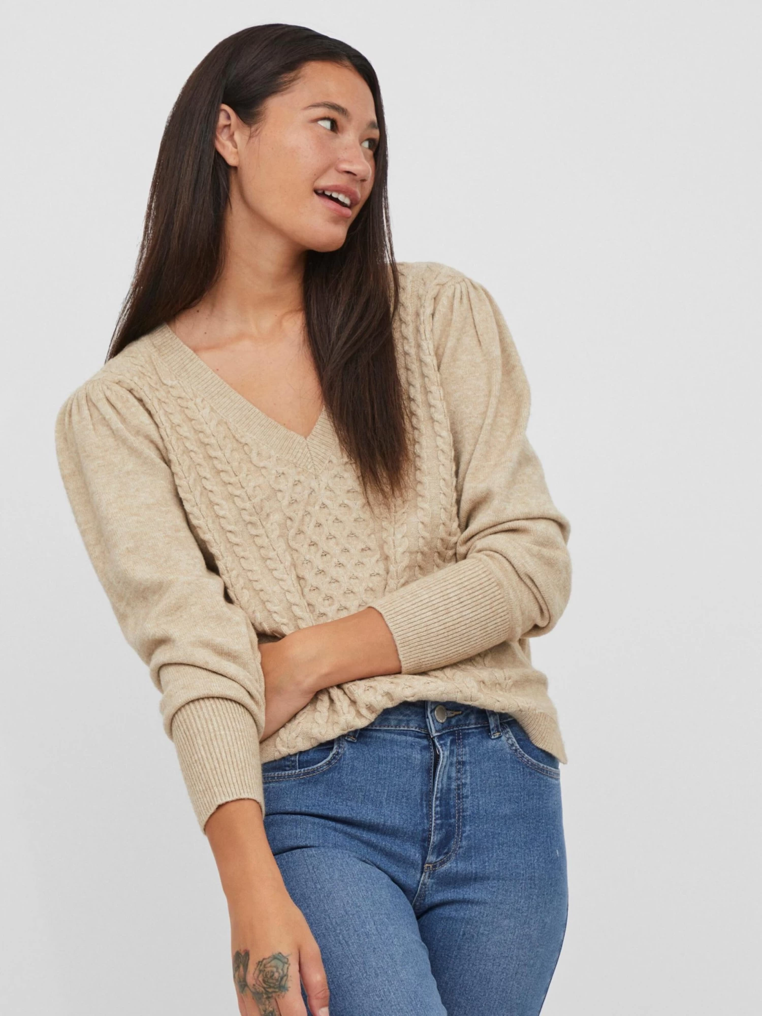 Vila Fijngebreide Truien Trui Ril Dames Beige 6 Vila Fijngebreide Truien Trui Ril Dames Beige - Afbeelding 4