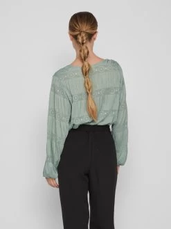 Vila Kanten Blouses Blouse Lea Dames Pastelgroen -Vila af11917643e6fd6345aaebfc01170e30