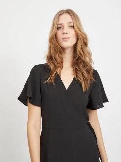 Vila Midi Jurken Jurk Dames Zwart -Vila b49cc9611f613a83a385727dc8e97479