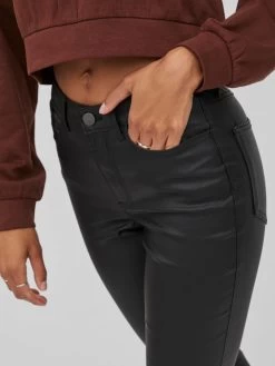 Vila Leren Broeken Flared Broek Flair Dames Zwart -Vila b4d7a77246139b4a59afc895e9688051
