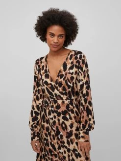 Vila Midi Jurken Jurk Kiwi Dames Beige -Vila b667a7f72e62a05bfe090326902c5aa6