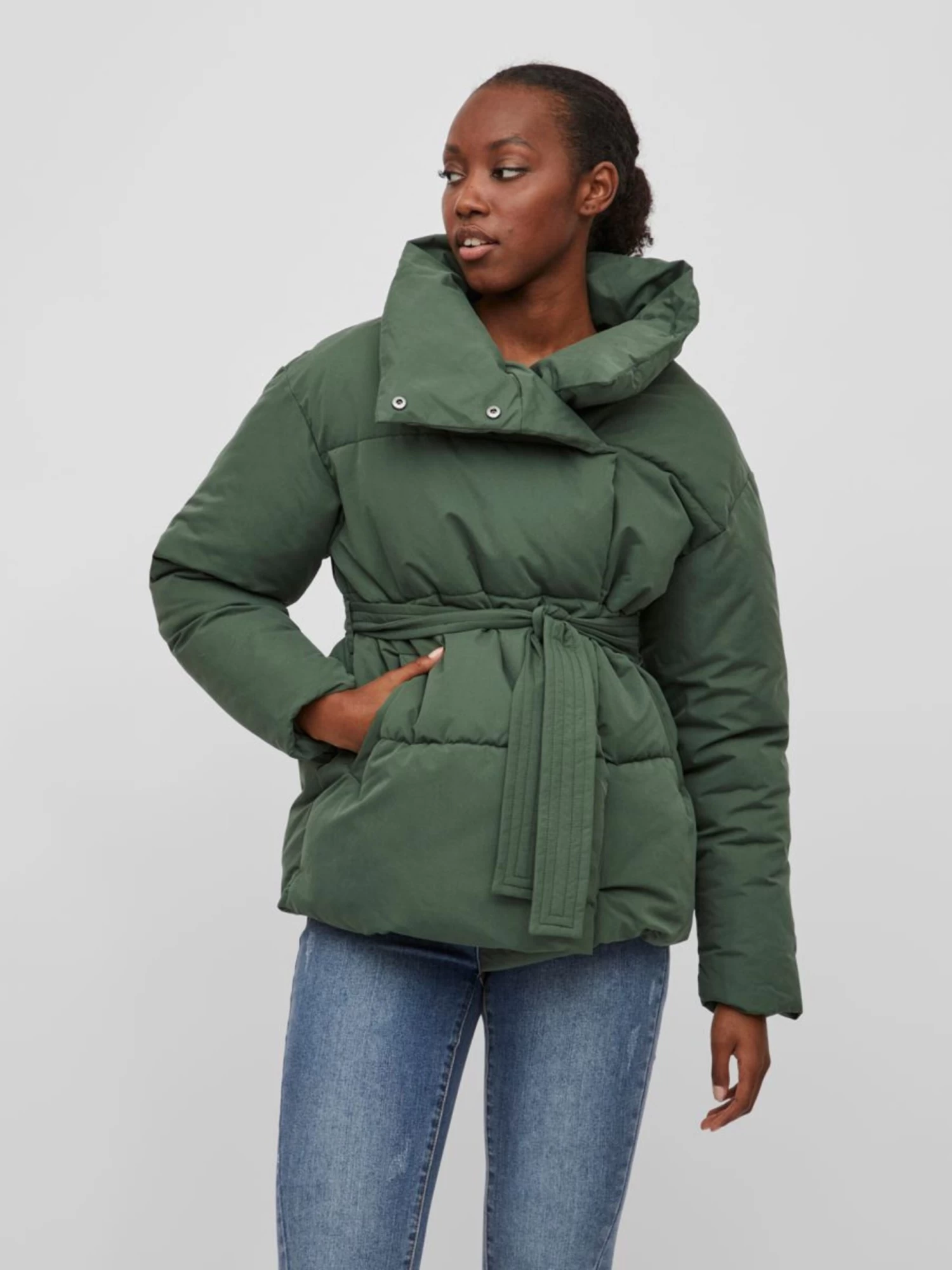 Vila Winterjassen Winterjas Dames Groen 5 Vila Winterjassen Winterjas Dames Groen - Afbeelding 3