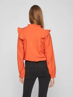 Vila Overhemden Blouse Dames Oranje -Vila b6d6a23ffed7010b5ed761c93016a24b