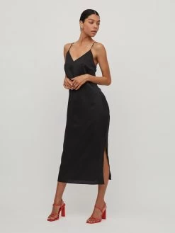 Vila Midi Jurken Jurk Dames Zwart -Vila b6dc4aaf6b83001529eb5026f7a13f67