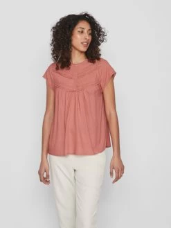 Vila Kanten Blouses Blouse Dames Pastelrood -Vila b78984ae7be013db6bef75ece957c90d