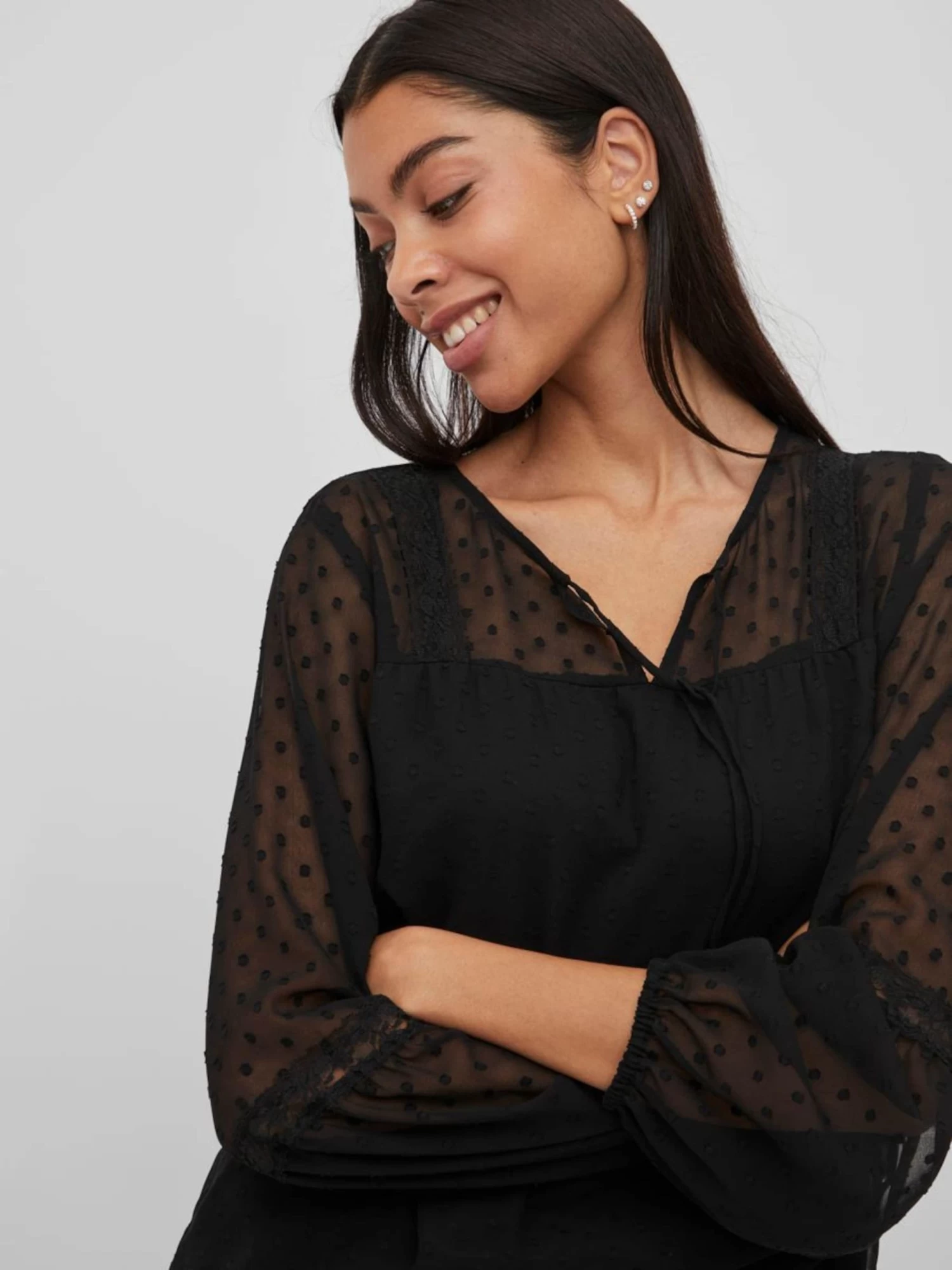 Vila Kanten Blouses Blouse EDEE Dames Zwart 9 Vila Kanten Blouses Blouse EDEE Dames Zwart - Afbeelding 7