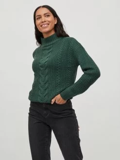 Vila Coltruien Trui Dames Donkergroen -Vila ba4469a999cf2bf752bc913a86504c50